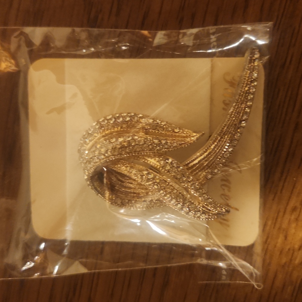 Rhinestone & Gold Brooch/Pin